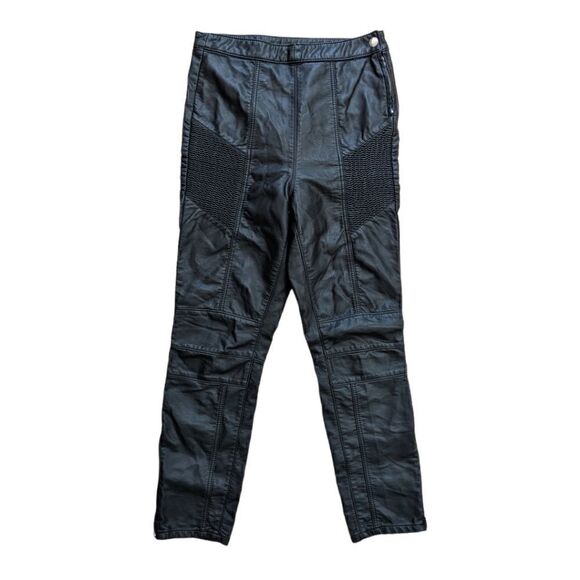 Free People Black Faux Leather Pants Ankle Zip Size 8 - Picture 2 of 8